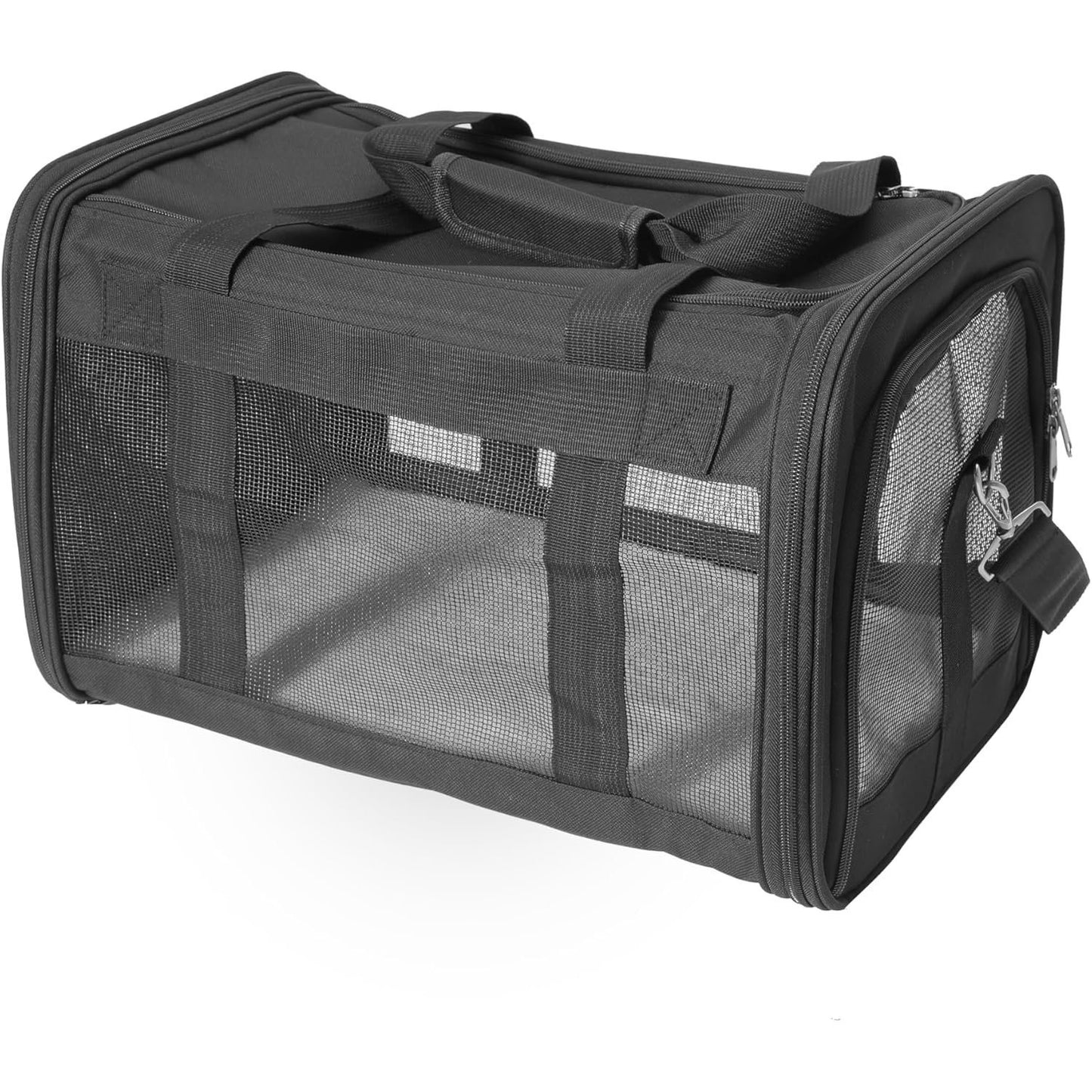 Foldable Pet Carrier Backpack with Adjustable Shoulder Strap, Dog Transport Box for Medium Small Dogs Cats, Load Capacity 3-6 kg, Travel Carrier, Black