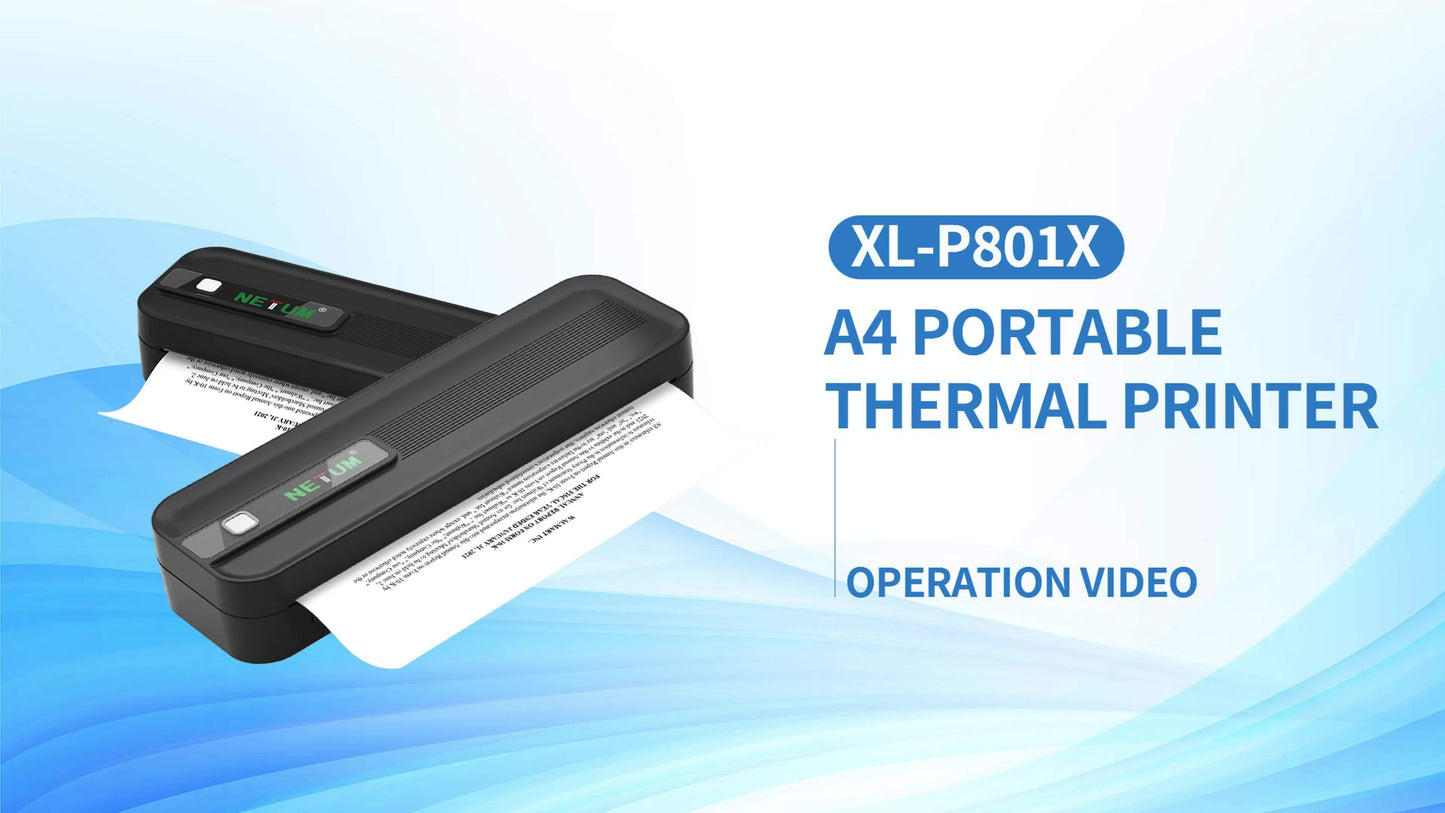 A4 Portable Thermal Printer - Wireless and USB Connection, Multi-Size Printing, Roll/Fold Paper Compatible, Ink-Free Monochrome Output, Supports PDF/Word/Excel/JPG, 203dpi High Definition Print, Built-in 2600mAh Rechargeable