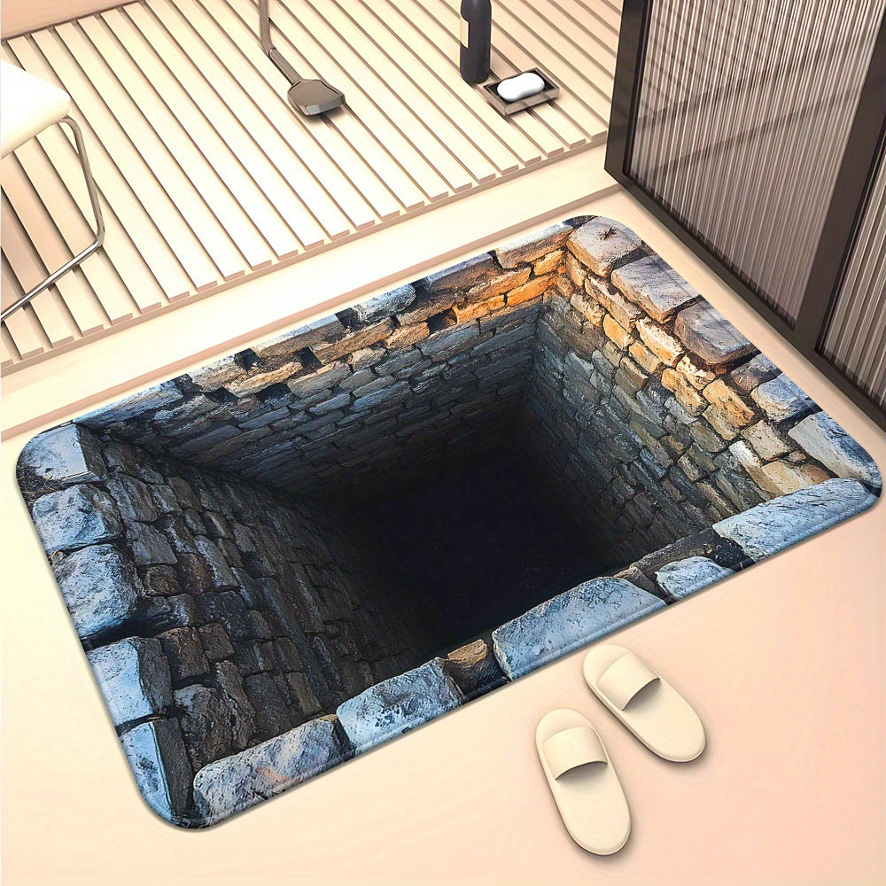 NEW Fantasy Style, Black Hole Stone Cellar, High Definition Printed Door Mat, Non-Slip Bathroom Floor Mats, Microfiber Absorbent Machine Washable Polyester Rug for Bedroom, Living Room Entry Carpet, Camping Picnic Mats, Yoga
