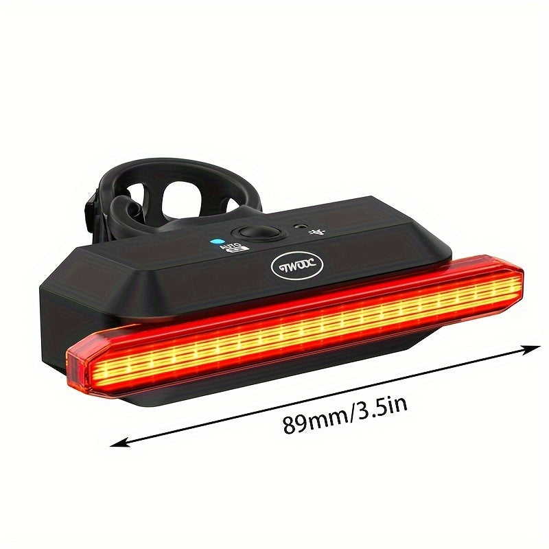 NEW Bike Tail Light, USB-C Rechargeable 30H Runtime Ultra Bright LED Bike Rear Light with Smart Brake, IPX5 Light, 6 Modes, USB Cable Included, 36V Compatible for Mountain/Road ( Post Mounted)