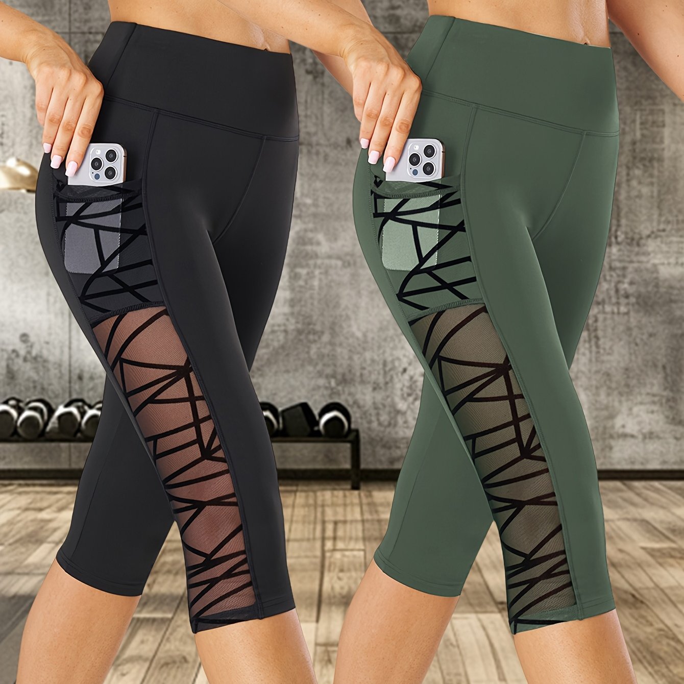 2 PCS Set Women's High-Elasticity Yoga Shorts with Panel Tummy Control Butt Lifting - Breathable Shaping Shorts Suitable for Gym, Pilates, - Spring/Summer/Fall Workout & Casual Wear