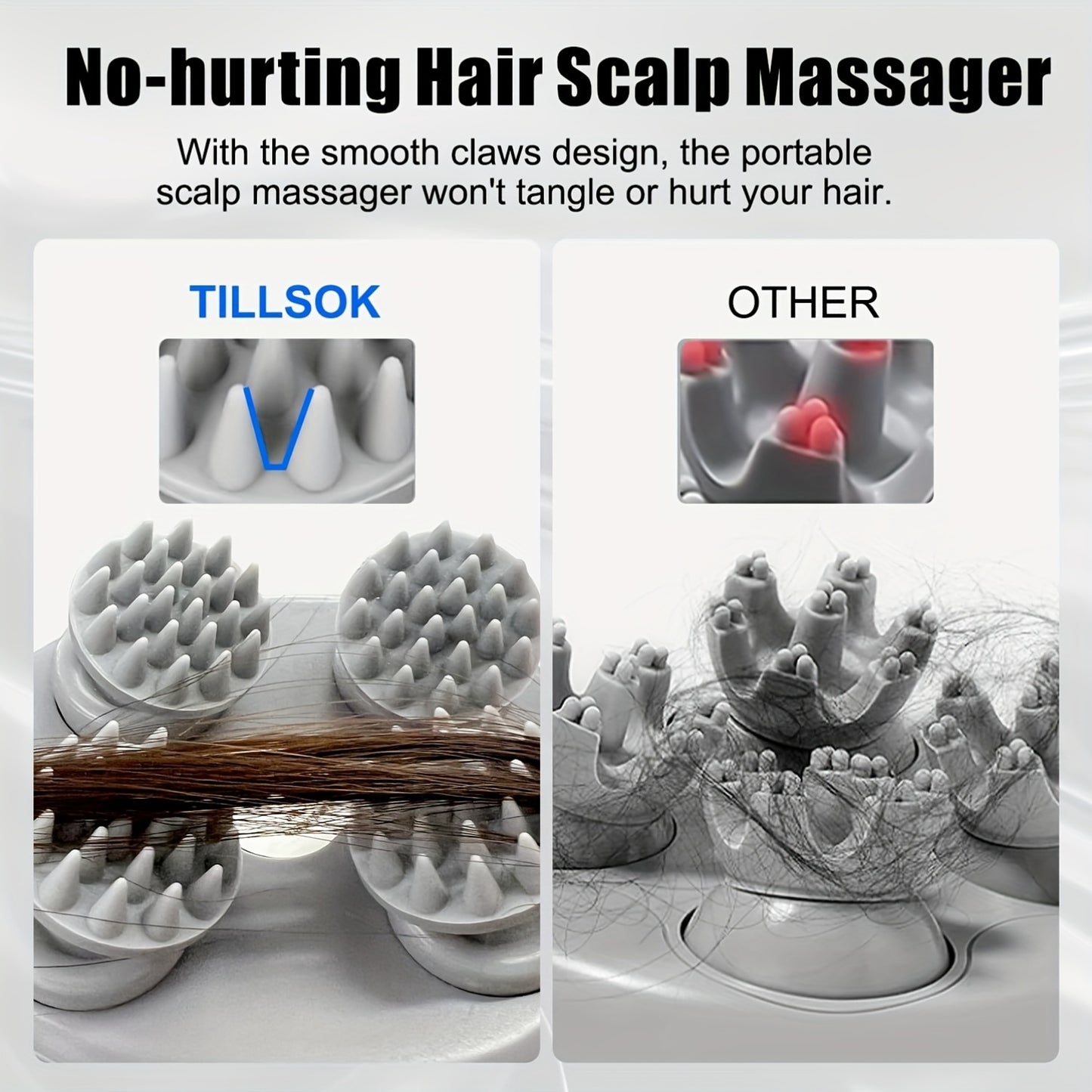 3 Colors Handheld Portable Scalp Brush And Comb, an Electric Scalp Massager with 4 Massage Claw Heads, a Rechargeable Electric Head Massager with Vibrating Scalp, Featuring 96 Kneading Nodes, Suitable for Both Humans And Pets