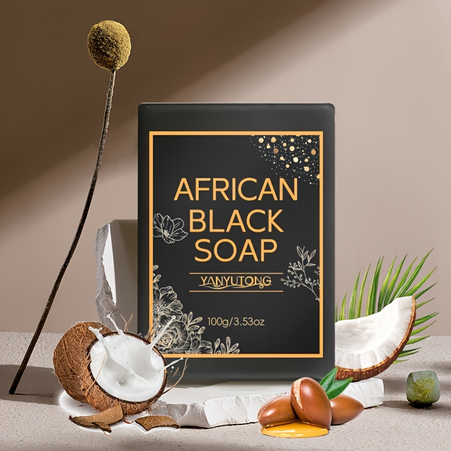 3 Bars African Black Soap with Shea Butter, Moisturizing and Non-Irritating, Handmade Soap, Cleanser, Facial Cleanser, Body Wash, Unisex, Body Wash For All Light Beige Types