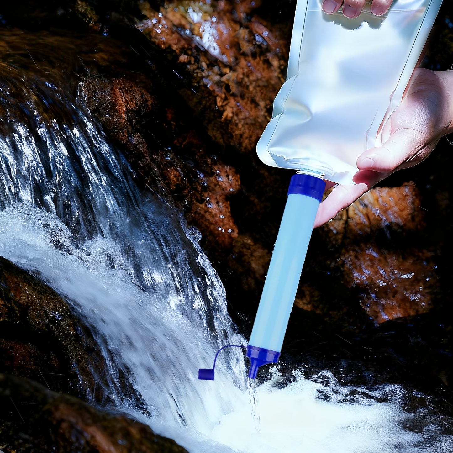 7 in 1 Set Emergency Survival Portable Water Filtration Cleanser Straws for Emergency Situations, a Set Designed for Outdoor Activities Mountain Trip Kayak Camping, Hiking, Traveling, And Biking Health Care Supplies