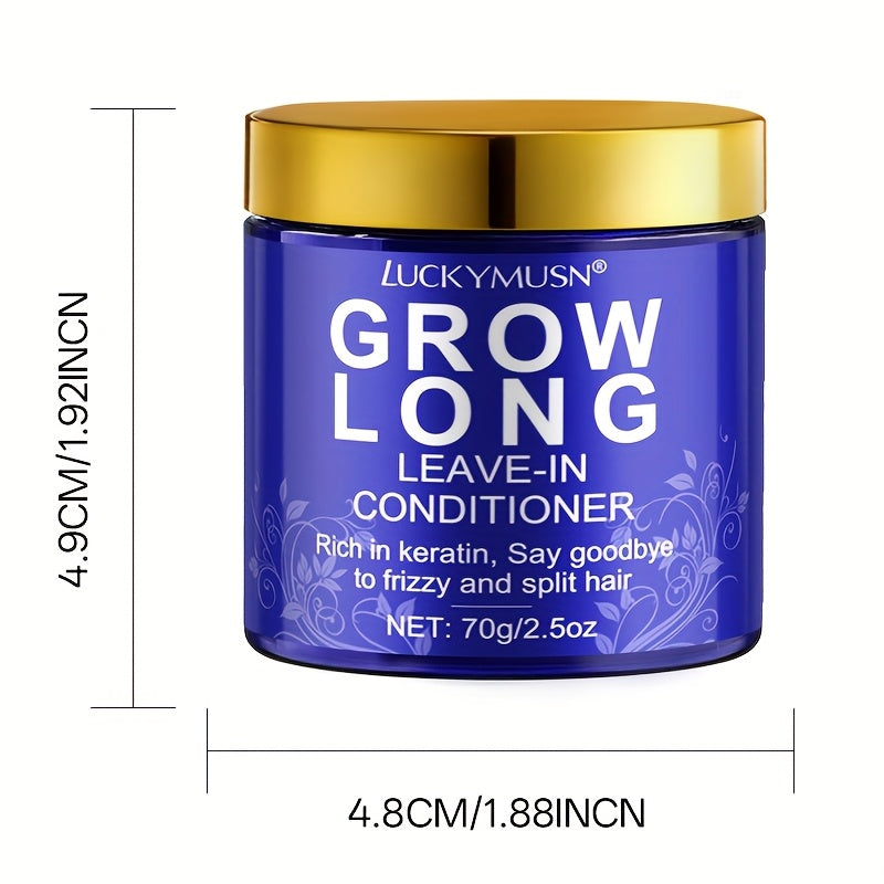 NEW Grow Long Leave-In Conditioner - Deep Moisturizing Keratin for Dry, Damaged, Frizzy & Split Ends, Argan Oil & Aloe Vera, Refreshing Oil Control, 70g/2.5oz, Unisex for All Hair Types, Hair Conditioner, Sleek Haircare, Plan