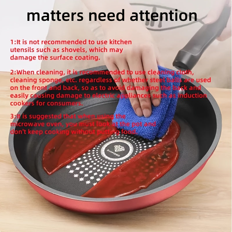 3 PCS Set Frying Pan Set | Non-stick, Heavy-duty, Suitable for Induction Cookers, Safe for Gas/Electric Stoves, Even Heating, Scratch-resistant, Dishwasher Safe, Red, High-Quality Non-stick Pan | Ideal for Home/Hotel/Outdoor