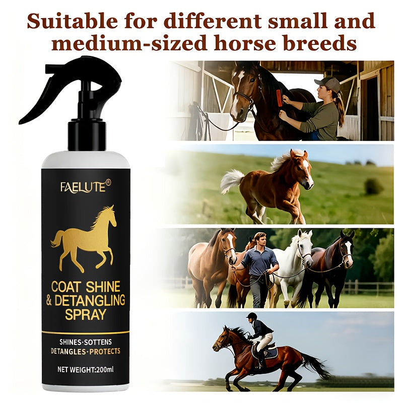 200ml  Mane And Tail Leave-In Spray - Instantly Smooths And Reduces Breakage of Mane And Tail Hair While Enhancing Natural Shine, Plant-Based Formula for Horse Mane And Tail Care, Stylish Bottle with a Durable Nozzle