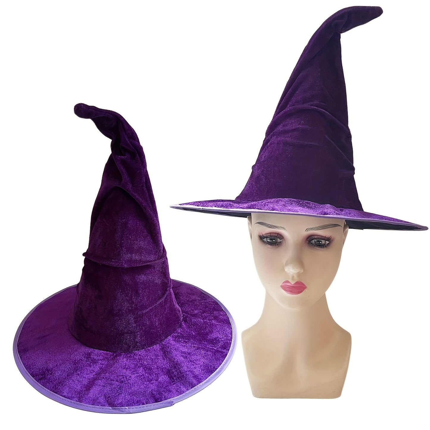 Witch Velvet Hat Halloween Party Hat Mystery Black/Purple Witch Hat Carnival Wizard Hat Hair Accessory Family Gathering Birthday Party Hat Black Wizard Costume Accessories Event & Party Supplies