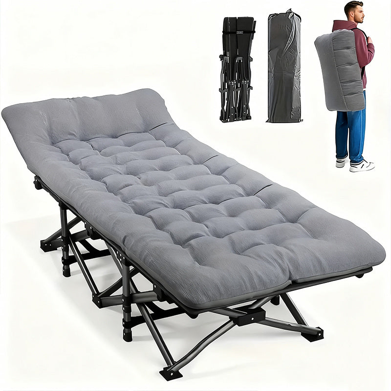Adult Folding Bed, Office, Outdoor Camping, Courtyard Garden Portable Single Bed + Cushion, Lounge Chair, Space-Saving Design, Suitable for Camping, Travel, Rooms and Offices Furniture Supplies