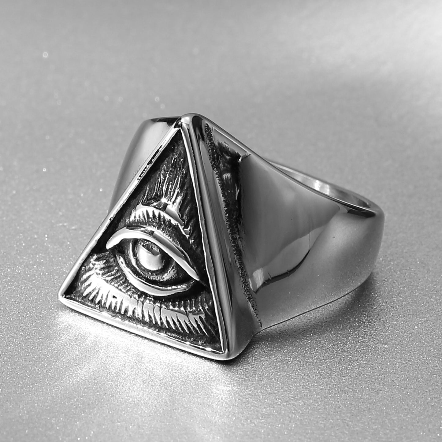 Illuminati Secret Society Women's Men's Ring, Vintage All-Seeing Eye Triangle , Cyberpunk Style, Suitable for Group Ceremonies Gathering Parties,  Jewelry Accessories