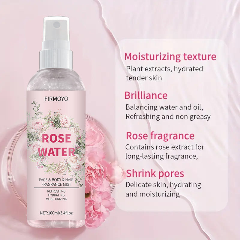 2pcs Rose Water Spray for Face, Hair, Body - 100% Hydration, Skincare Mist for Sensitive & Dry Beige, s & (Sensitive Scalp), Postpartum Care, Travel-Friendly Moisturizer (All Beige Types, 3.4fl.oz Each)