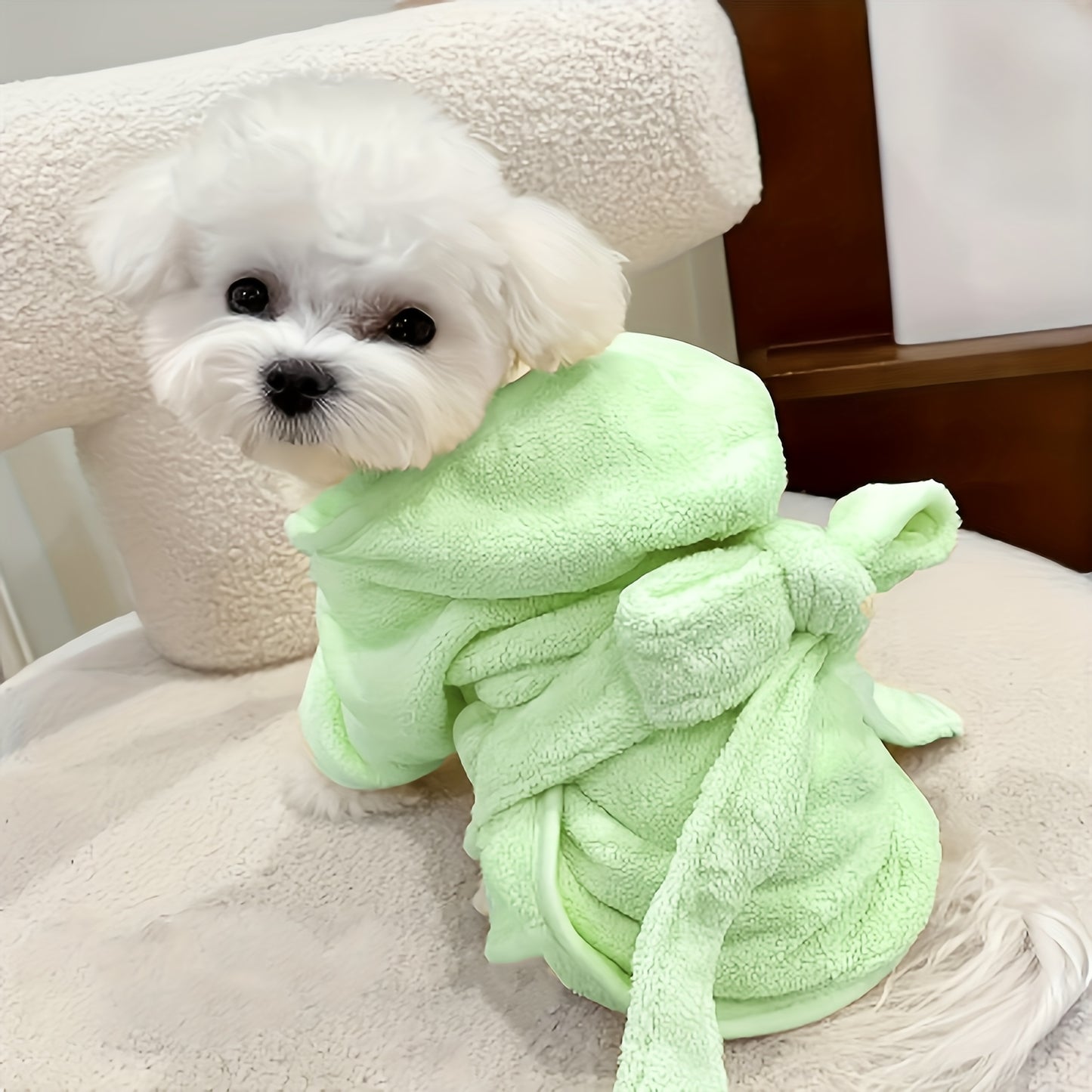 7 Colors Ultra-Soft Quick-Dry Pet Bathrobe for Small & Medium Dogs & Cats - All-Season Lightweight Design with Safety Closure, Easy-Button Entryway, Machine Washable, Cozy Fleece-Lined for Warmth, Pet Wash-Robe, Cozy Fleece L