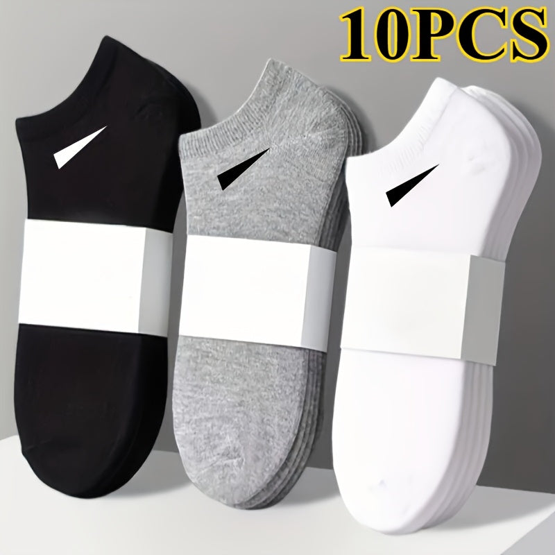 10 PCS/5 Pairs Set Women's Casual Plain Socks, Breathable And Comfortable Sweatproof And Odor Proof Low Top Ankle Socks, Four Seasons Women's Socks, Simple Design, Comfortable Experience, Casual Socks Make It Easy for You to