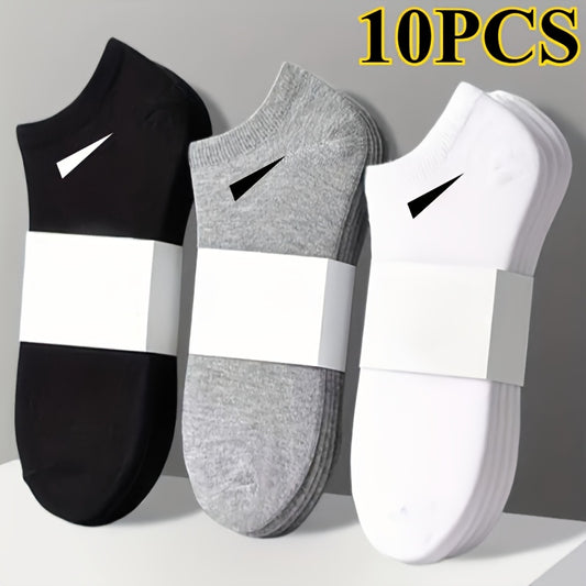 10 PCS/5 Pairs Set Women's Casual Plain Socks, Breathable And Comfortable Sweatproof And Odor Proof Low Top Ankle Socks, Four Seasons Women's Socks, Simple Design, Comfortable Experience, Casual Socks Make It Easy for You to
