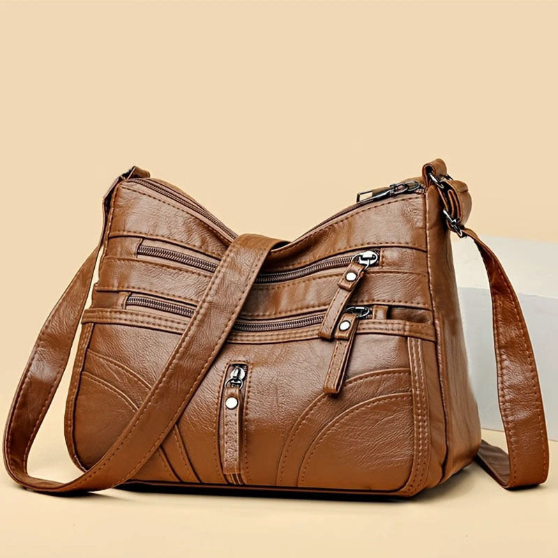 Women's Single Shoulder Bag - Multi-layered New Style Fashionable and Versatile Crossbody Bag for Both Men and Women, Suitable for Casual Use. [The Zipper Direction Is Random]