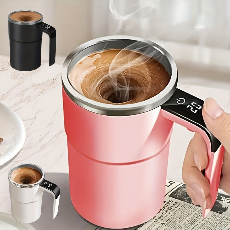 3 Colors Electric USB Charging Automatic Stirring Cup, a Self-Stirring Coffee Mug with Temperature Display Function, Travel Water Cup, Suitable for Mixing Milk, Chocolate, Mocha, Coffee, Milk, Chocolate And Mocha, Protein Pow