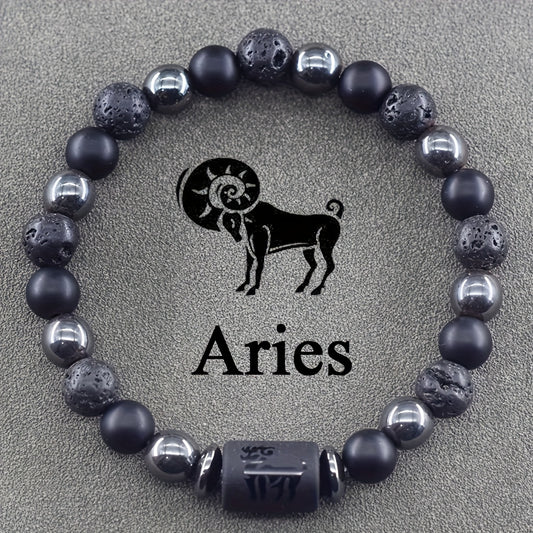 12 pcs The 12th Horoscope Months of Zodiac Natural Stone Beaded Bracelet, a Blessing Bracelet for Couples and Friends, Suitable as a Birthday Gift for Men and Women Jewelry Accessories