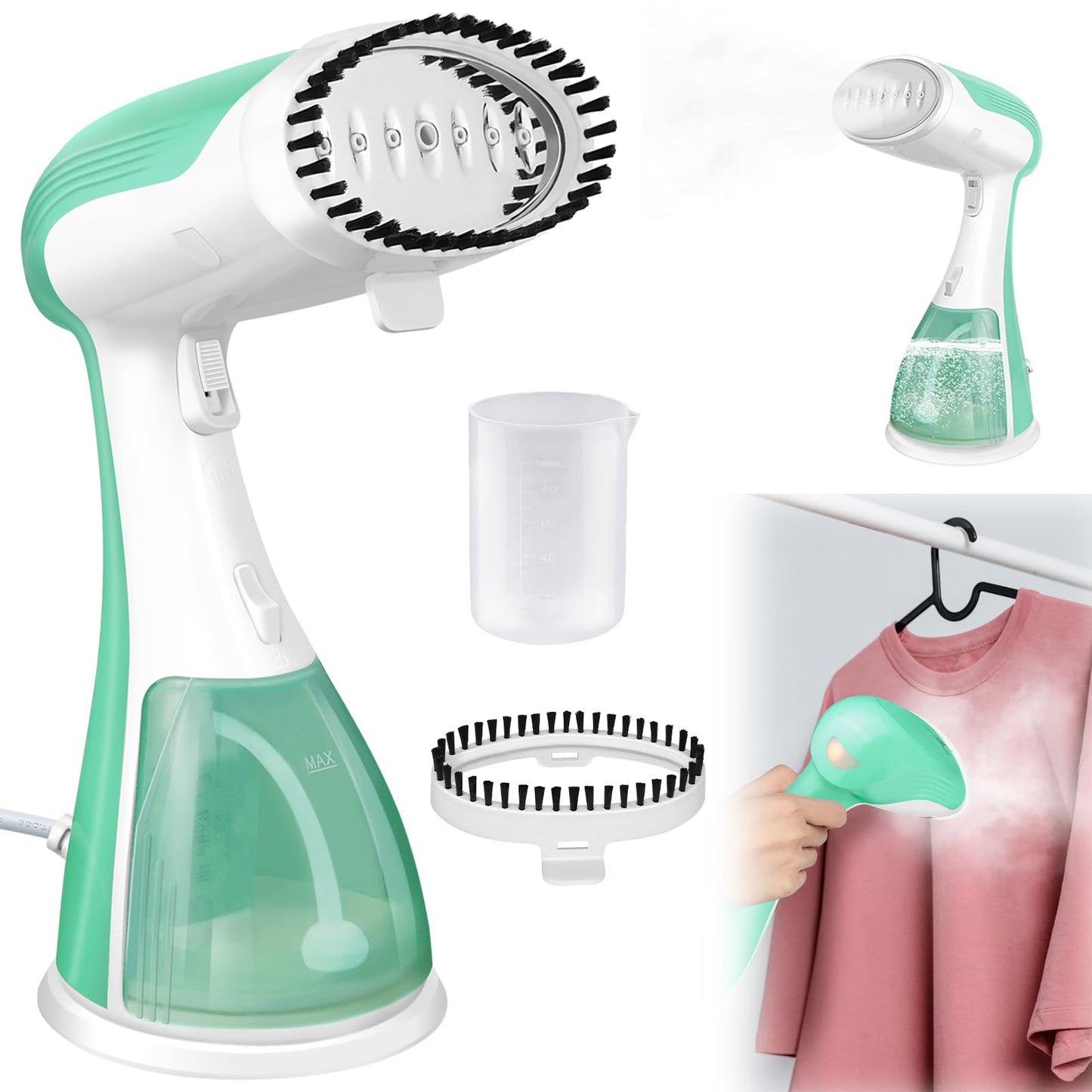 Handheld Steamer for Clothes, 30s Fast Heat-up Clothes Steamer Handheld Garment Steamer Clothing for Home, Office & Travel Use, Compact Lightweight Travel Steamer, 300ml Water Tank, 1.5m Cable