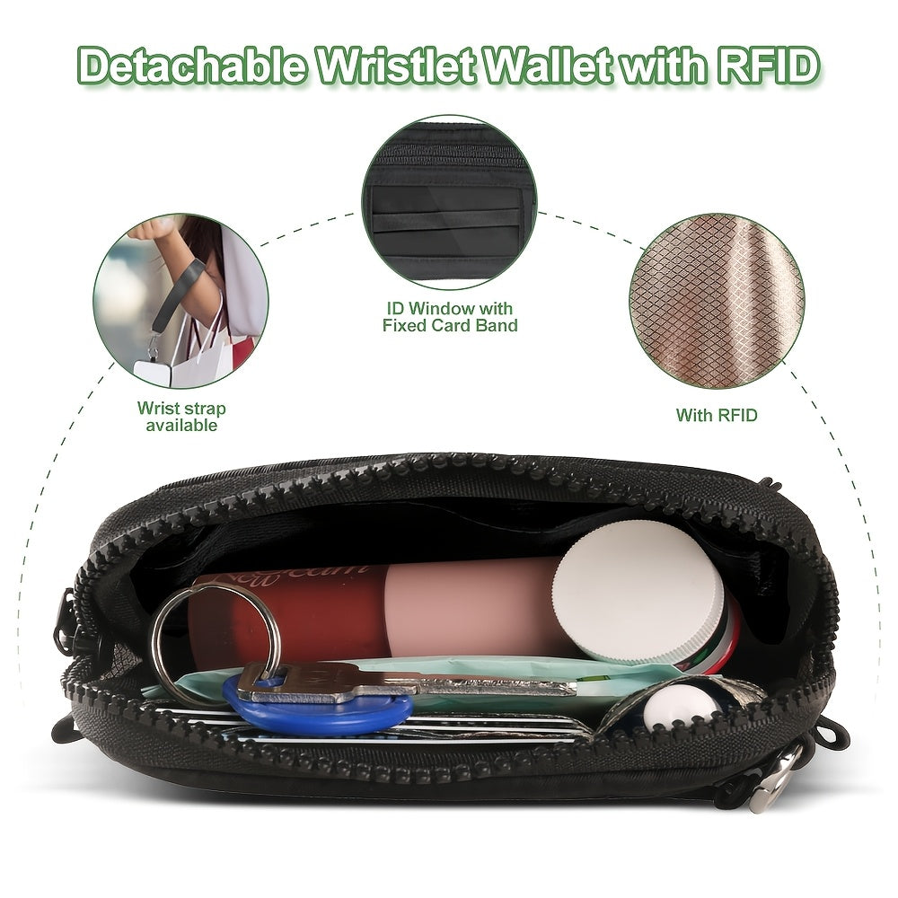 2 PCS Set RFID-Clip and Go Strap for Phone with Wallet Crossbody Phone Lanyard | Includes Wrist Strap and Zippered Anti-Theft Pocket, Suitable for Everyday Travel, Universal Multi-functional Mobile Phone Lanyard, Compatible w