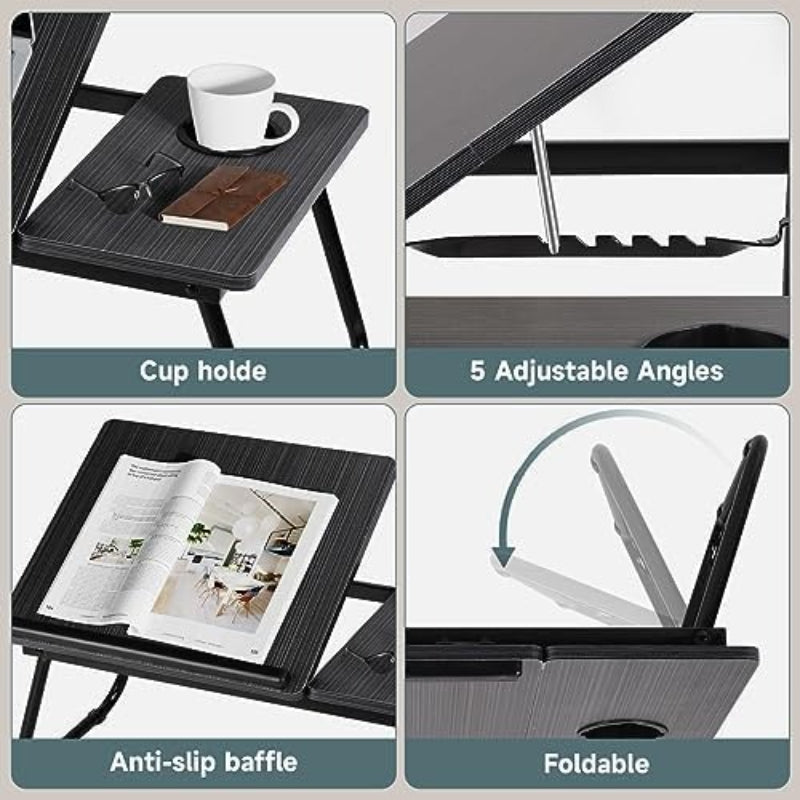Laptop Desk Laptop Bed Table with Foldable Legs and Cup Slot, Reading Holder Notebook Stand with Adjustable Height Angle, Laptop Bed Tray for Bed Sofa Breakfast Work Study Reading