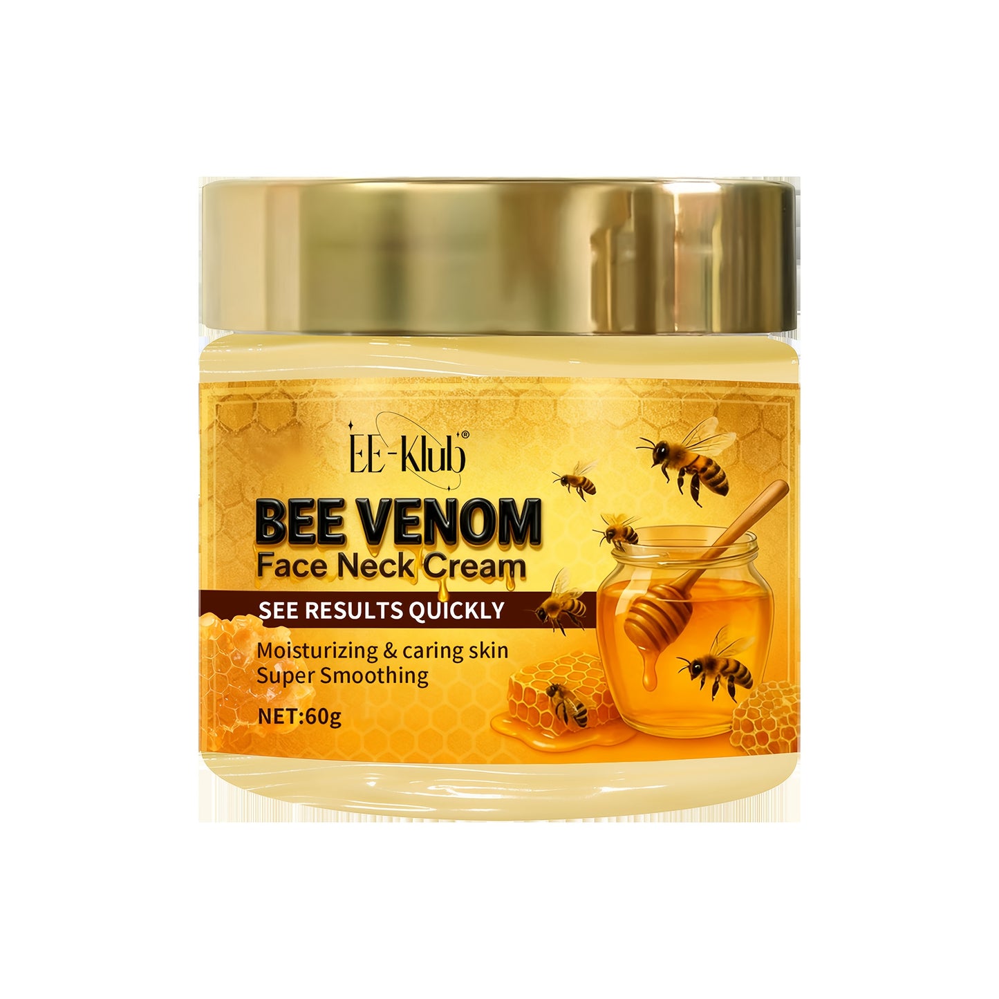 Bee Venom Firming Neck Cream with Light Beige Care Ingredients, Collagen, Bee Toxin, and Hyaluronic Acid to and Fine Lines, Day and Night Use - Light Beige Care, Fashionable Packaging, 60g/2.12oz, Suitable for All Light Beige