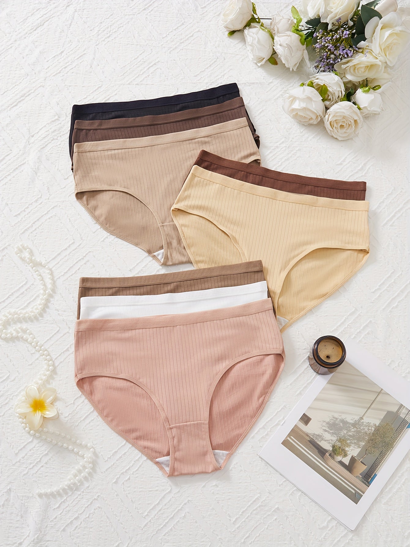 8 PCS Set UK 16-24 Plus Size Women's Briefs | Easy Comfortable Breathable Solid Color Triangle Briefs with Slight Stretch Fabric