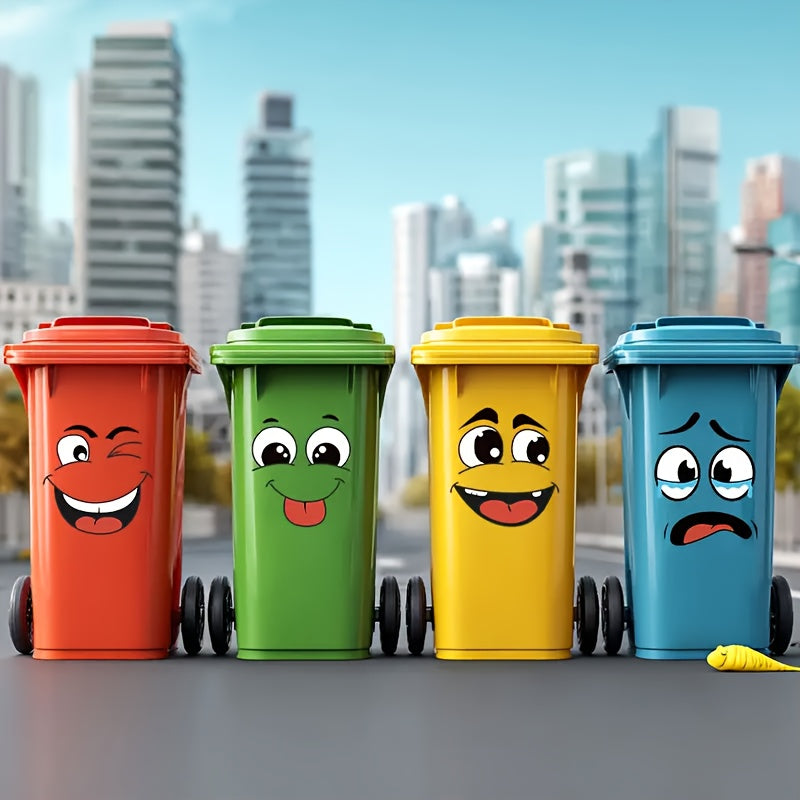 4 Sheets/Set of Cartoon Face Stickers, Self-Adhesive, Suitable for Plastic Surfaces, Removable, Ideal for Home Decoration, Can Be Used on Trash Cans, Walls, Toilet Decor, Refrigerators, And Glossy Surfaces, These Are Fun Them