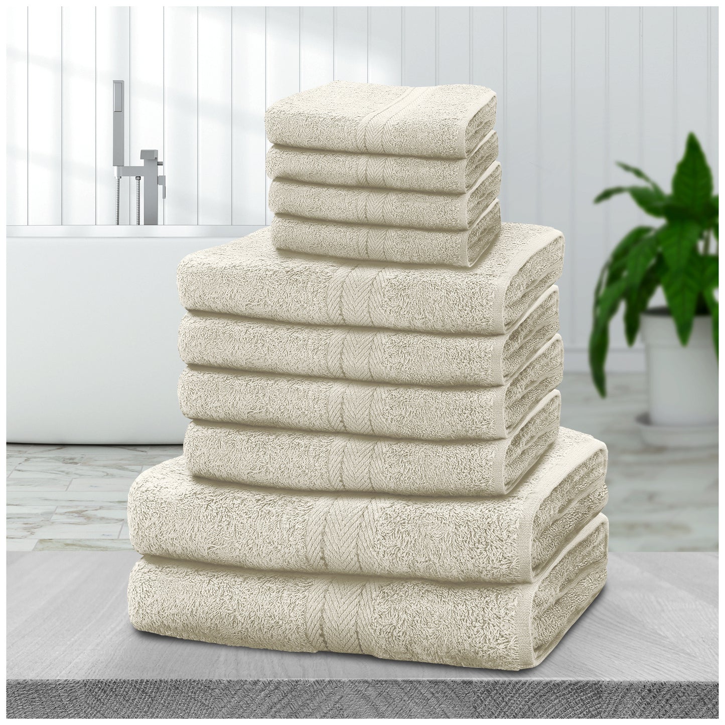 NEW 10 PCS Set 14 Colors Pakistani  Towel Bale Set | Luxurious 100% Cotton Towels Family Pack | Quick-Drying, Highly Absorbent & Ultra-Soft Fabric | Includes 4 Face Towels, 4 Hand Towels, 2 Bath Towels Ideal for Home, Gym, Sp