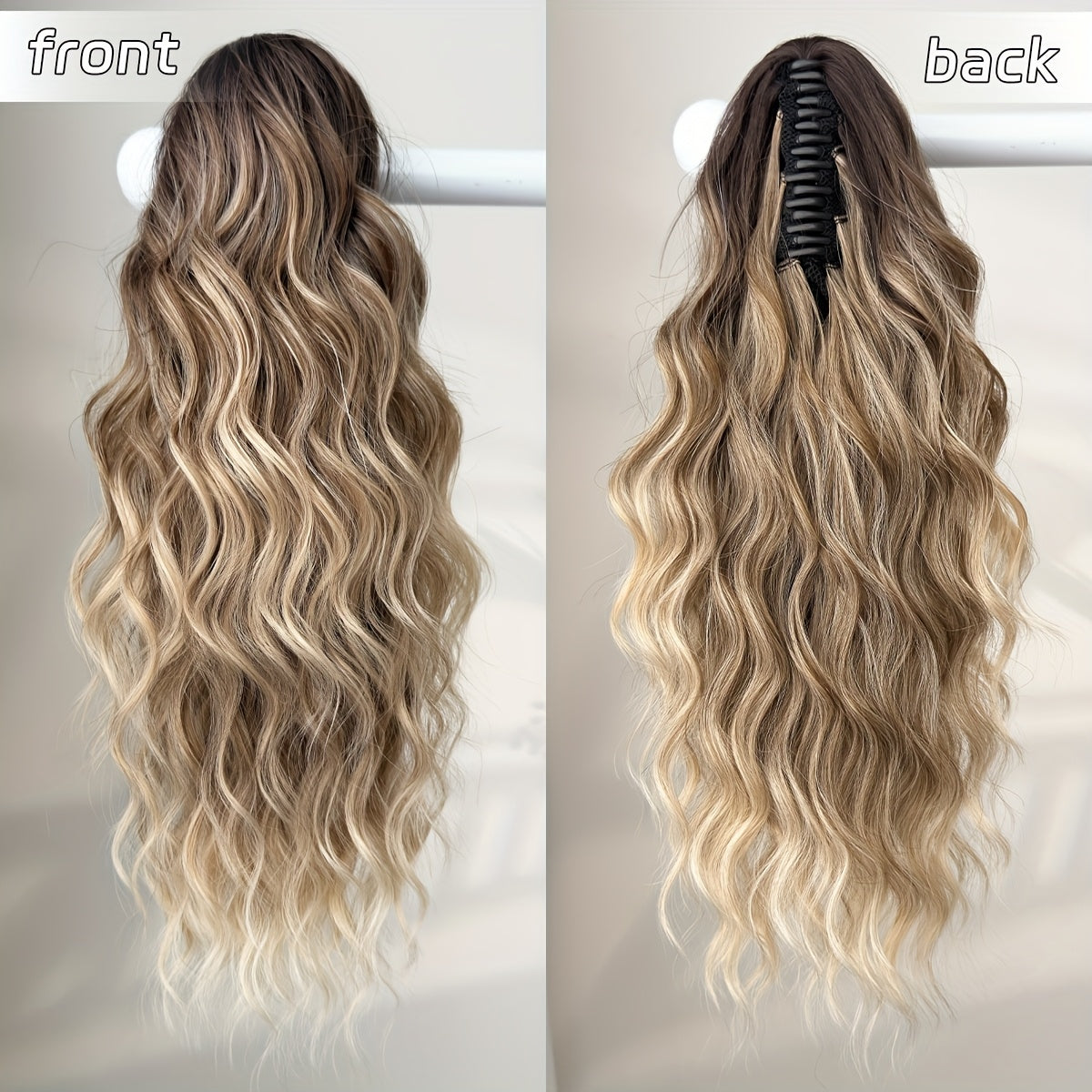 8 Colors Claw Shaped Ponytail Extension Hair Accessory Gradient Wig Multi-Color Wig 45.72 cm Water Ripple Heat-resistant Fiber Synthetic Ponytail Wig,  Women's Daily Use Hair Care Supplies