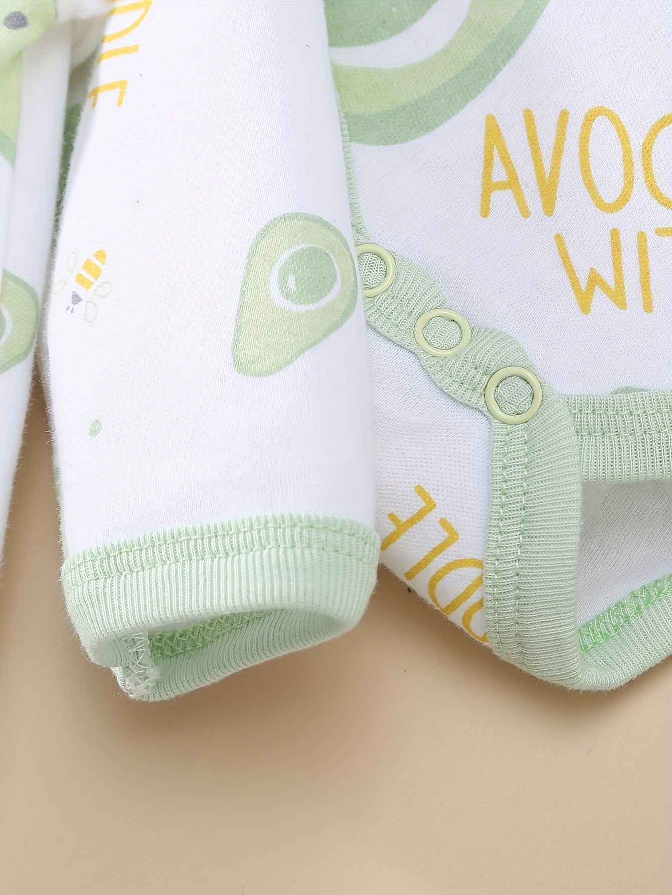 8pcs Set for Boys And Girls Featuring a Comfortable And Soft Cartoon Avocado Print for Spring And Summer, Including Long Romper, Hat, Bib, Socks, Pants, Jacket, Top, And Triangle Bodysuit, for Outdoor