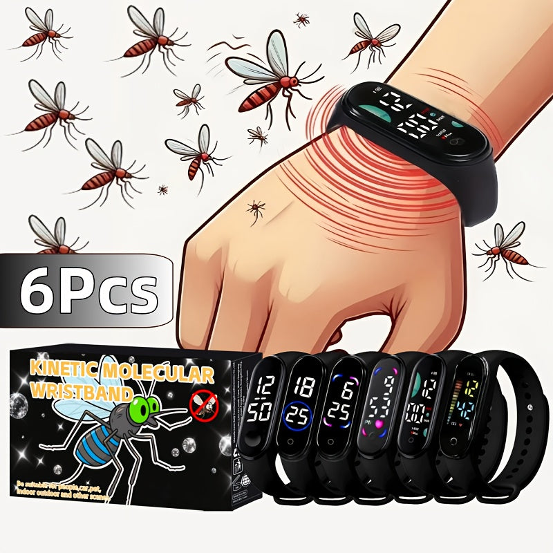 NEW 6 PCS Set Home Mosquito Repellent Wristband, Insect Repellent, Women's Mosquito Repellent Bracelet, Outdoor Men's Mosquito Repellent Watch, Summer Mosquito Control, Unisex, Comfortable to Wear, Physical Mosquito Repellent