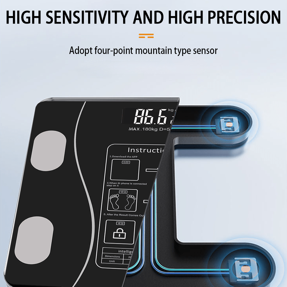 Electronic Scales, Bathroom Scales for Body Weight, Digital Bathroom Scales, LED Display and Step-On, High Precision Measuring Digital Wireless Bathroom Scales for BMI, Scale for Fitness, Weight Loss