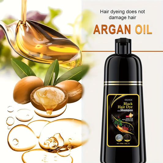 3-in-1 Black Hair Dye Shampoo Bottle, Using Natural Plant Pigments, Suitable for Both Men and Women, Color Changing Shampoo, Quick Gray Coverage, Natural Formula, Plant-Based Hair Care, Dual-Use Shampoo, Essential Hair Care P