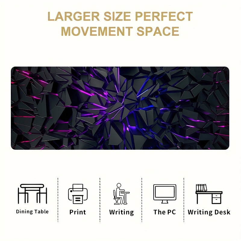 Oversized (150x80cm) Small (70x30cm) Modern Black Mouse Pad Featuring Bright Neon Designs - Premium Quality with a Rubber Backing - Sturdy Desk Mat Suitable for Gaming And Office Aesthetics - Perfect Present for Christmas And