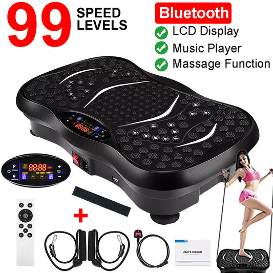 Home Gym Full Set Power Vibration Plate Exercise Machine – 99 Levels & 10 Modes, Bluetooth, Remote Control Home Fitness & Weight Loss Equipment | Full-Body Workout, Fat Burning & Muscle Toning