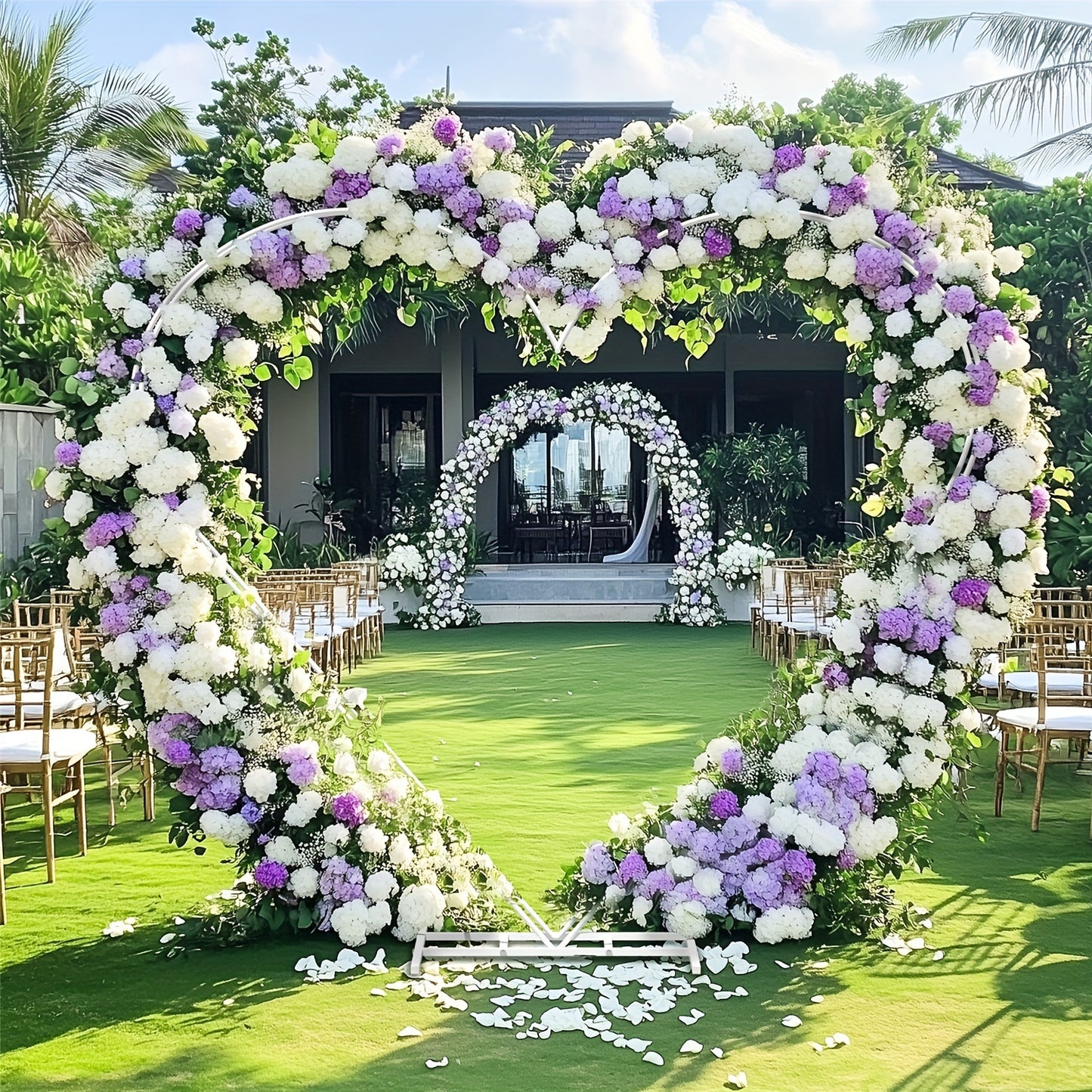 Elegant Heart-Shaped Metal Arch Backdrop - 6.5ft Tall, Rustproof Iron Flower & Balloon Stand for Weddings, Birthdays, Graduations & Youngsters Showers