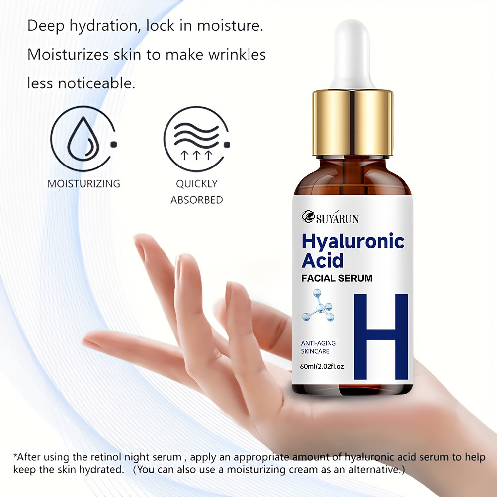 3 PCS Set 60ml Each Day & Night Vitamin C + Retinol + Hyaluronic Acid Triple Action Set, Enriched with Collagen, Aloe Vera, and Niacinamide, Brightens Complexion, Firms Skin, Deeply Hydrates, and Evens Light Beige. Gentle, Oi