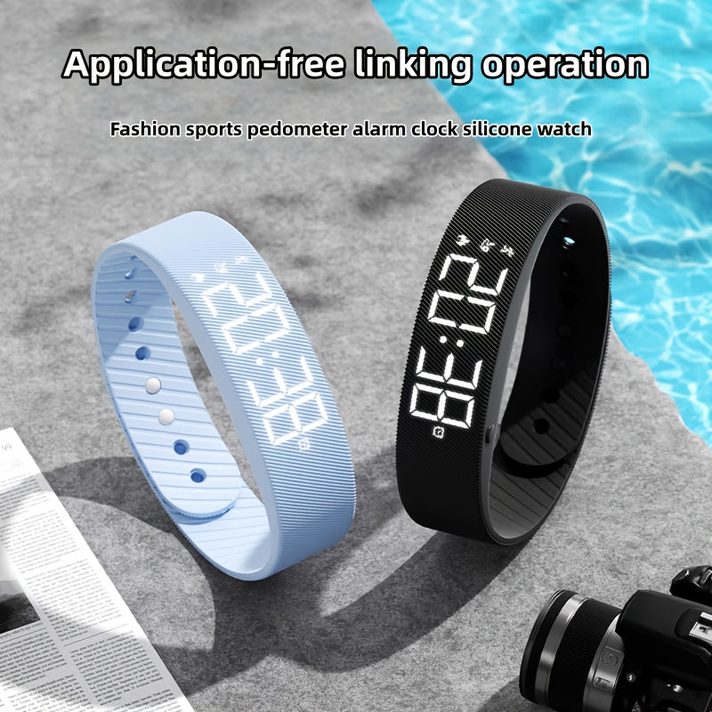 Slim Smart Fitness Watch with Step Tracker, Calorie Counter & Alarm Clock - USB- Digital Wristwatch for //Students, Pedometer, Stopwatch, Soft Strap (Compatible with /, No) - Ideal for Sports & Daily
