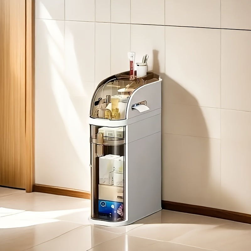 2- Tier Slim Bathroom Luxury Storage Cabinet Narrow Cabinet for Small Spaces- Out of Box, Under-Bed Storage