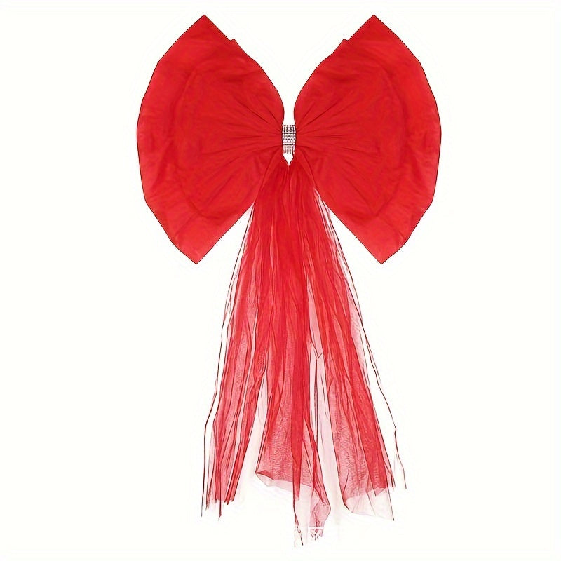 NEW 2D Door Banner, Large Red Polyester Christmas Bow - 80.01cm Festive Front Door Decoration for Holiday & Wedding Celebrations, Easy Hang Design, Home Party, Door Ornament