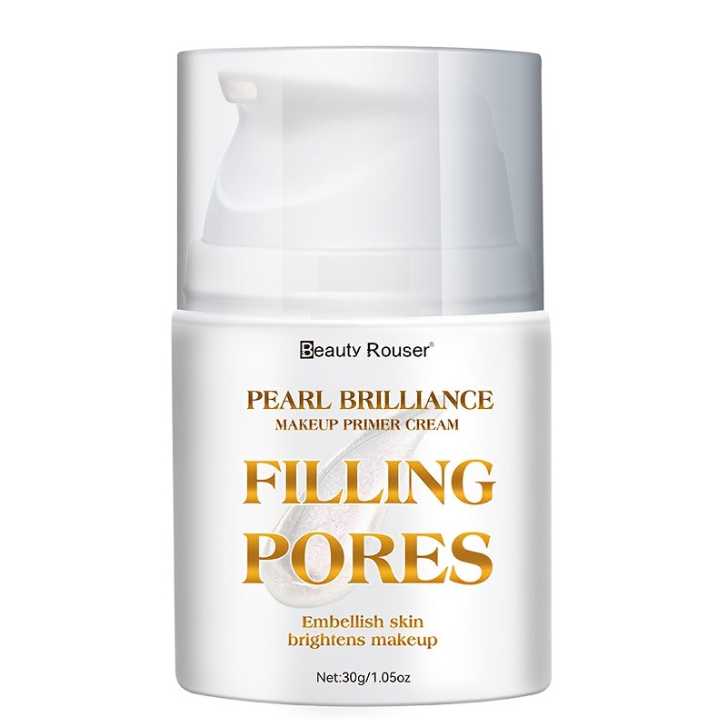 Beauty Rouser Pearl Korean Beauty Makeup Primer, Flawless Shine, Pore Filling, Oil Control Vitamin E, Long-Lasting, Moisturizing Pre-Makeup Cream, 1.4 Fl Oz (40ml) - Transparent, Non-Greasy, Smooth Texture for Flawless Makeup