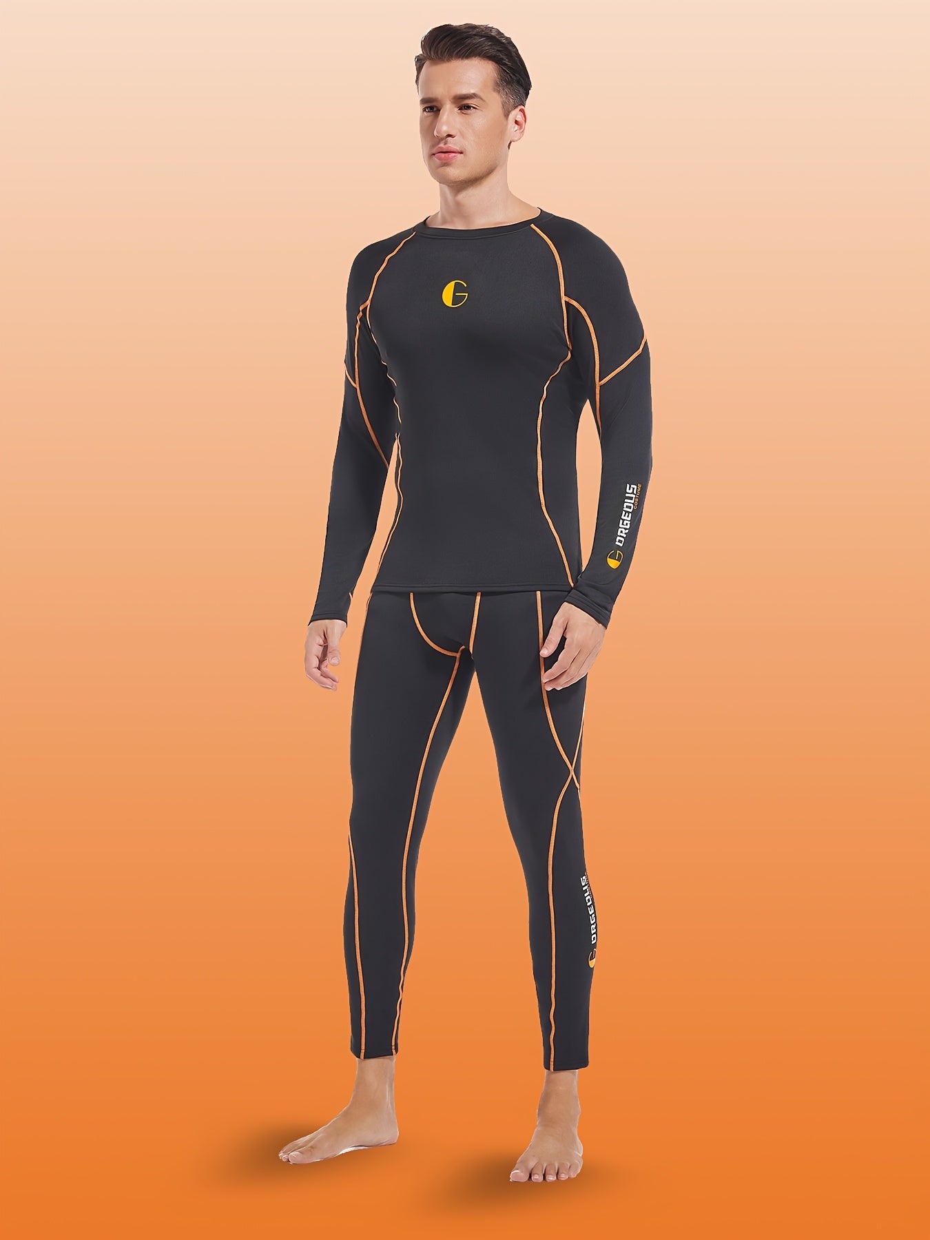 2 PCS Set Men's Thermal Underwear with Fleece Lining, Suitable for Winter Hunting, Outdoor Skiing, And Winter Sports Training, Featuring a Fitted Crew Neck Long Sleeve Top And Long Pants As Base Layers.
