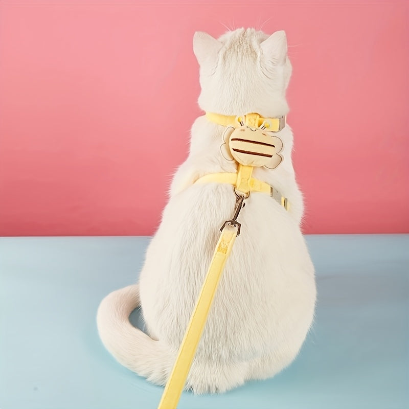 Escape-Proof Cat Harness Vest Cat Leash Chest Strap Set Anti-break Out Special Leash Adjustable Chest Back Cat Leash