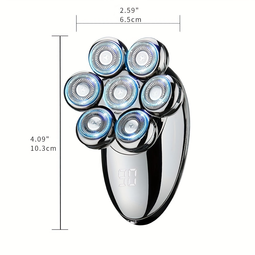 The Flex Series Electric Head Hair Shaver Ultimate Men Cordless Rechargeable Wet/ Bald Head Razor with Rotary Blades, Clippers, Nose Trimmer, Brush, Massager