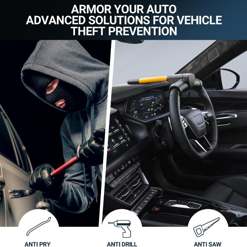 NEW Steering Wheel Lock for Cars And Vans-Car Lock Anti-Theft Device-High Visibility Immobilizer-Vehicle Security Lock-Auto/SUV/Van to Deter Thieves and Secure Your Vehicle