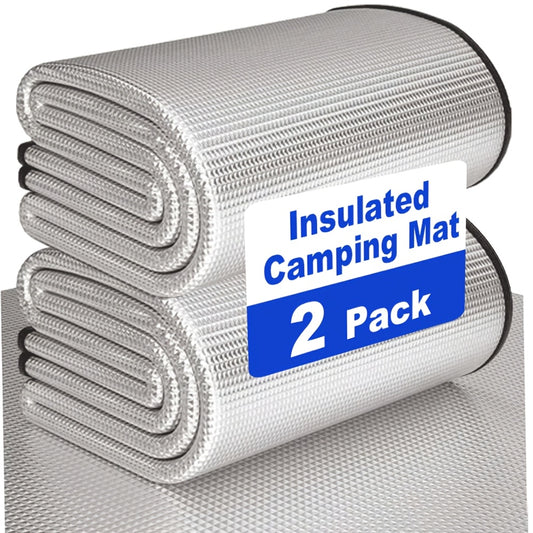 2 PCS Set 2x1M  All-Season High Quality & Insulating Camping Beach Mat - Large Durable Aluminum Foil & EPE Fabric, Portable Foldable Outdoor Picnic Mat, Moisture-Proof Easy Clean Hand Washable, Multiple Sizes for Camping, Pic