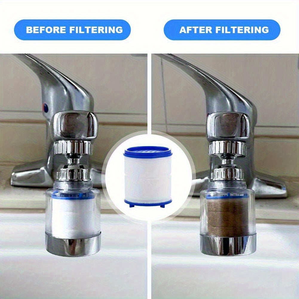 10 PCS Set Water Purification Faucet with 9 Replaceable Filter, Splash-Proof Faucet Sprayer Head with Filter, Swivel Faucet Water Filter Extender, House Bathroom Water Filtration System