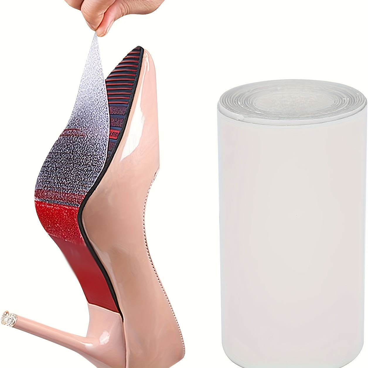 1 Roll of High Heel Sole Anti-Slip Black/White Color Pads, Noise-Reducing And Sole Protection Tape Film Stickers, Wear-Resistant Self-Adhesive Anti-Slip Stickers, Extended Anti-Slip Stickers for Outdoor Slippery Roads