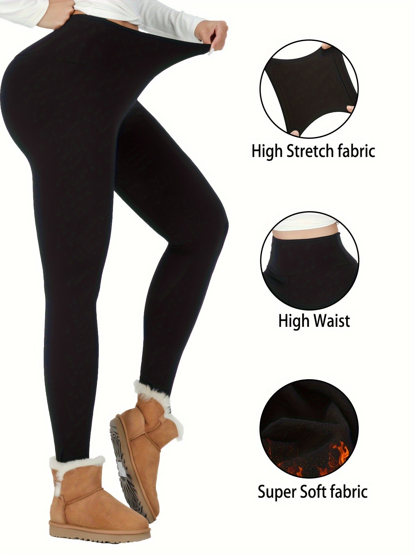 3PCS Set  Women Thermal Fleece Lined High Waisted Sports Leggings, Workout Winter Warm Thick Tights Soft Yoga Pants, Women's Activewear