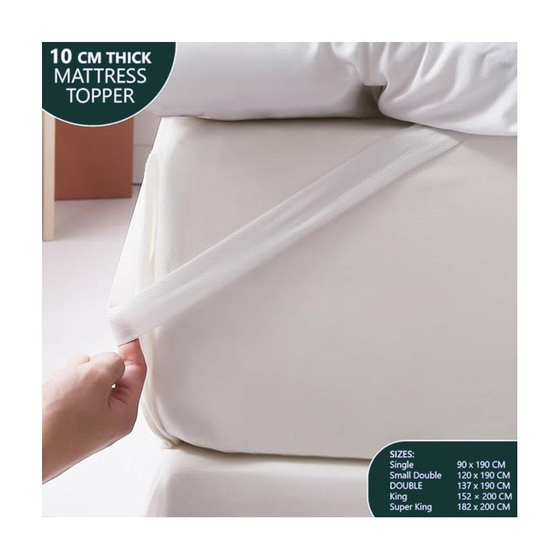 NEW Arrivals Microfiber Mattress Topper 4 Inch/10cm Heavy Fill Super Soft and Fluffy Single Double King Box Stitched Mattress Topper Extra Thick